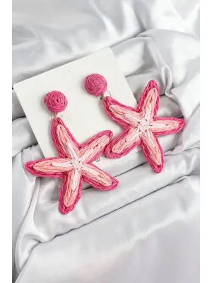 Pirinç Pembe Deniz Yıldızı Model Gold Renk Kadın Hasır Küpe