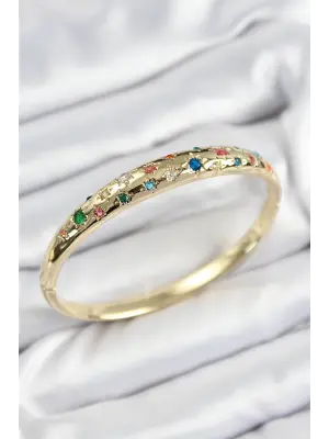 Pirinç Renkli Zirkon Taşlı Kutup Yıldızı Model Gold Renk Kadın Kelepçe