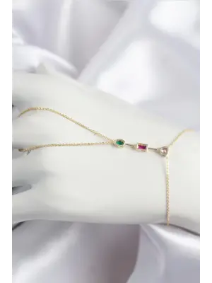 Pirinç Renkli Zirkon Taşlı Model Gold Renk Şahmeran