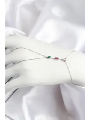 Pirinç Renkli Zirkon Taşlı Model Gümüş Renk Şahmeran