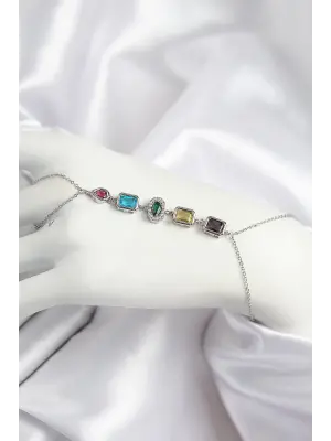 Pirinç Renkli Zirkon Taşlı Model Gümüş Renk Şahmeran