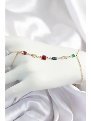 Pirinç Renkli Zirkon Taşlı Y Model Gold Renk Kadın Şahmeran