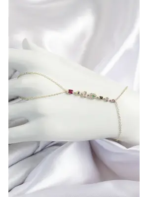 Pirinç Renkli Zirkon Taşlı Y Model Gold Renk Kadın Şahmeran