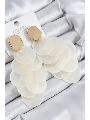 Pirinç Sallantılı Sedef Model Gold Renk Kadın Küpe