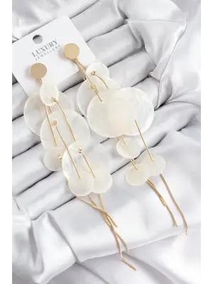 Pirinç Sallantılı Sedef Model Gold Renk Kadın Küpe