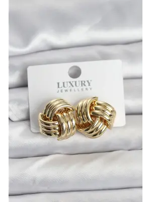Pirinç Sarmal Gold Renk Kadın Küpe