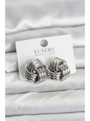 Pirinç Sarmal Gümüş Renk Kadın Küpe