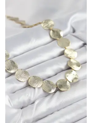 Pirinç Sıralı Para Model Gold Renk Kadın Kolye