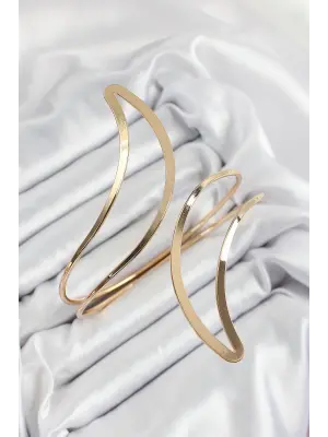 Pirinç Soyut Alev Desenli Gold Renk Kadın Pazu Bileklik