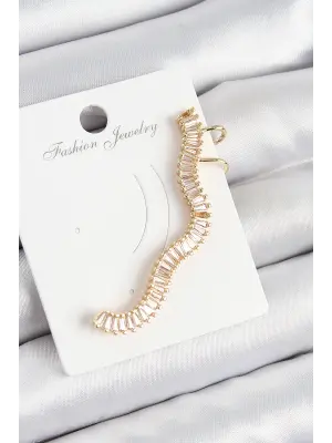 Pirinç Su Yolu Model Gold Renk Sağ Kıkırdak Küpe