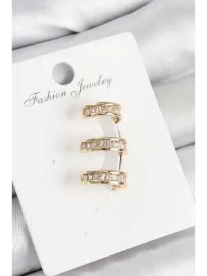 Pirinç Su Yolu Model Gold Renk Sağ Kıkırdak Küpe