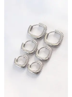  Taşlı Gümüş Çoklu Küpe