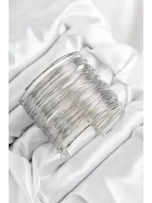 Pirinç Tel Sarma Model Gümüş Renk Kadın Bileklilk