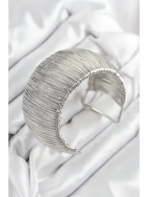 Pirinç Tel Sarma Model Gümüş Renk Kadın Bileklilk