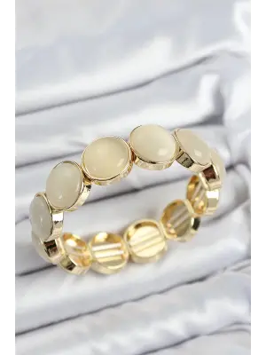 Pirinç Vintage Model Gold Renk Lastikli Kadın Bileklik