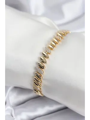 Pirinç VIP Seri Gold Renk Arpa Model Kadın Bileklik