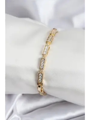 Pirinç VIP Seri Gold Renk Parçalı Model Kadın Bileklik