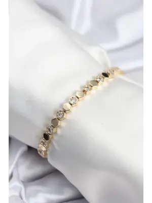 Pirinç VIP Seri Gold Renk Petek Model Kadın Bileklik