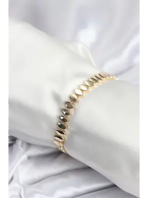 Pirinç VIP Seri Gold Renk Sıralı Arpa Model Kadın Bileklik