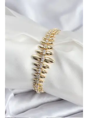 Pirinç VIP Seri Gold Renk Sıralı Damla Model Kadın Bileklik