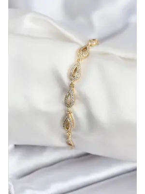 Pirinç VIP Seri Gold Renk Sıralı Damla Model Kadın Bileklik