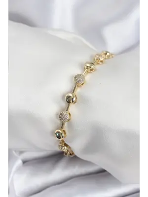Pirinç VIP Seri Gold Renk Topçuk Model Kadın Bileklik