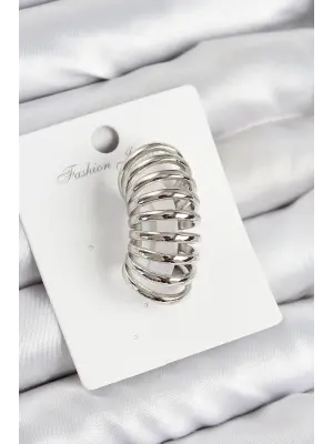 Pirinç Yay Model Gümüş Renk Sağ Kıkırdak Küpe