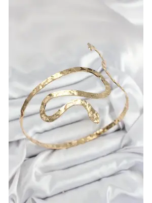 Pirinç Yılan Model Gold Renk Kadın Pazu Bileklik