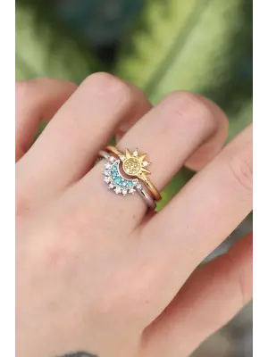  Zirkon Taşlı 2li Ayarlanabilir Arkadaş Yüzüğü