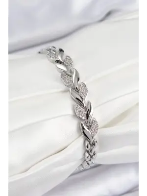 Pirinç Zirkon Taşlı Balık Kuyruğu Model Gümüş Renk Kadın Bileklik