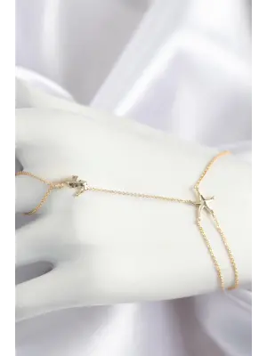 Pirinç Zirkon Taşlı Deniz Atı Ve Yıldız Model Gold Renk Şahmeran