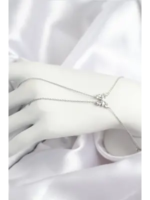 Pirinç Zirkon Taşlı Kelebek Model Gümüş Renk Şahmeran