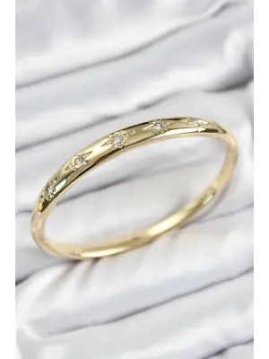 Pirinç Zirkon Taşlı Kutup Yıldızı Model Gold Renk Kadın Kelepçe