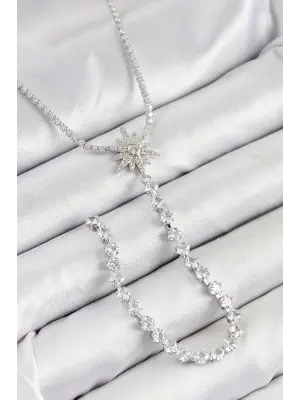 Pirinç Zirkon Taşlı Kutup Yıldızı Model Gold Renk Y Kolye