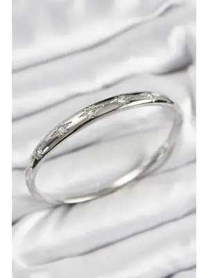 Pirinç Zirkon Taşlı Kutup Yıldızı Model Gümüş Renk Kadın Kelepçe