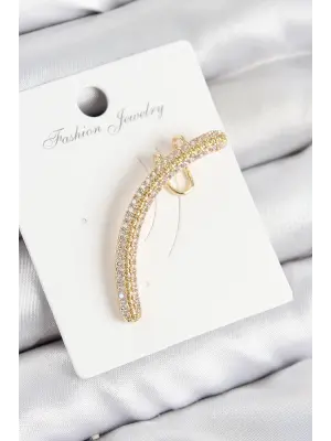 Pirinç Zirkon Taşlı Model Gold Renk Sağ Kıkırdak Küpe