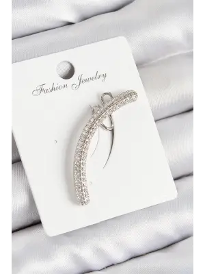 Pirinç Zirkon Taşlı Model Gümüş Renk Sağ Kıkırdak Küpe