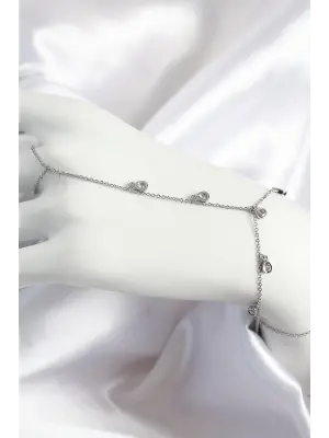 Pirinç Zirkon Taşlı Sallantılı Damla Model Gümüş Renk Kadın Şahmeran