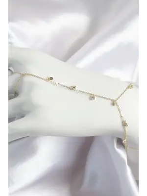 Pirinç Zirkon Taşlı Sallantılı Model Gold Renk Kadın Şahmeran