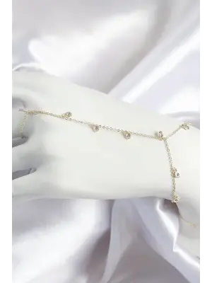 Pirinç Zirkon Taşlı Sallantılı Model Gold Renk Kadın Şahmeran