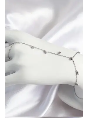 Pirinç Zirkon Taşlı Sallantılı Model Gümüş Renk Kadın Şahmeran