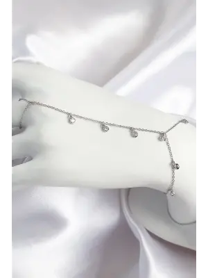 Pirinç Zirkon Taşlı Sallantılı Model Gümüş Renk Kadın Şahmeran