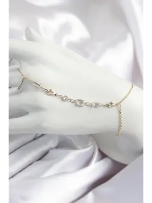 Pirinç Zirkon Taşlı Y Model Gold Renk Kadın Şahmeran