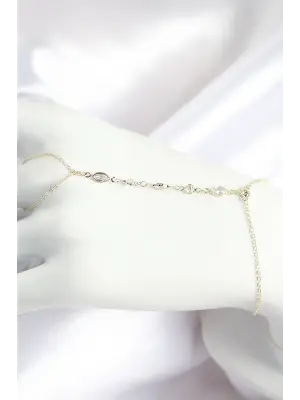 Pirinç Zirkon Taşlı Y Model Gold Renk Kadın Şahmeran