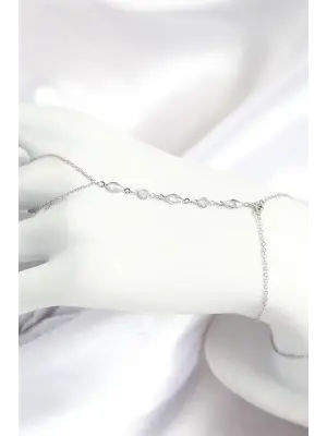 Pirinç Zirkon Taşlı Y Model Gümüş Renk Kadın Şahmeran