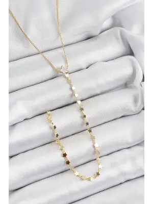Pirinç Zirkon Taşlı Yıldız Figürlü Y Model Gold Renk Kadın Kolye