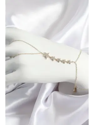 Pirinç Zirkon Taşlı Yıldız Model Gold Renk Kadın Şahmeran