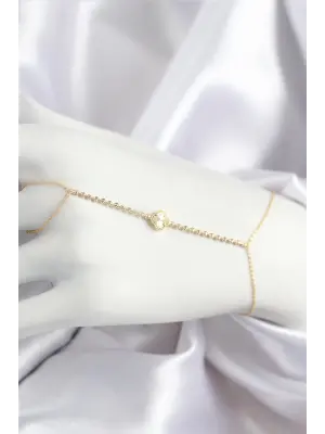 Pirinç Zirkon Taşlı Yonca Model Gold Renk Şahmeran