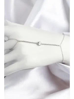 Pirinç Zirkon Taşlı Yonca Model Gümüş Renk Şahmeran