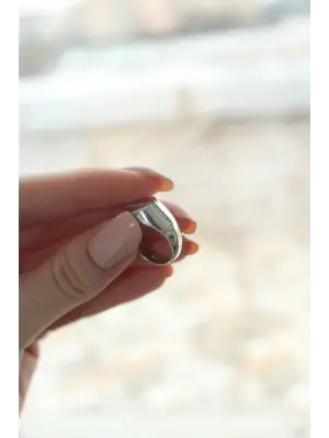 Punta Zirkon Taşlı Rodyum Kaplama Kadın Yüzük